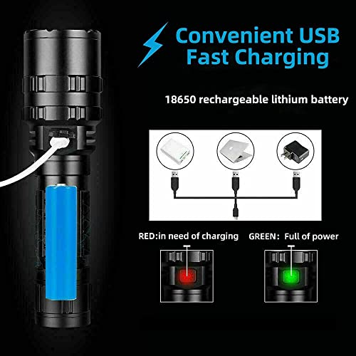 WINDFIRE Green Light Tactical Flashlight 1200 Lumens LED Hunting Hog Coyote Predator Weapon Lights Rechargeable 5 Modes Torch with Picatinny Rail Mount, Pressure Switch, Battery