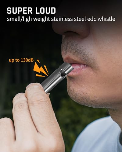 Emergency Whistle Keychain - Loud Stainless Steel (1-Pack)