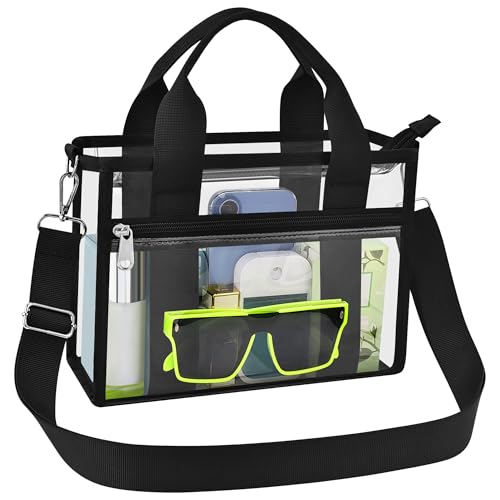 Clear Stadium Bag - Medium Black Crossbody Messenger for Events