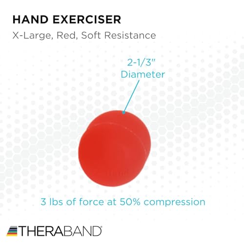 THERABAND XL Soft Hand Exerciser Ball - Red, Grip Strength & Rehab Tool
