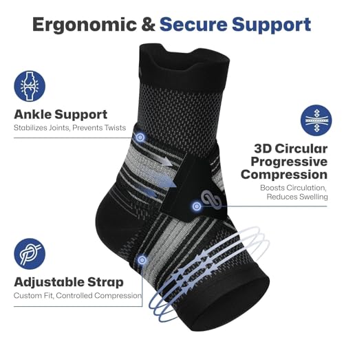 Ankle Braces for Plantar Fasciitis Relief - 2 Pairs Black, Medium