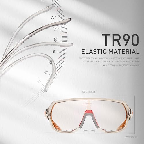 Photochromic Cycling Sunglasses UV400 TR90 - Red Brown