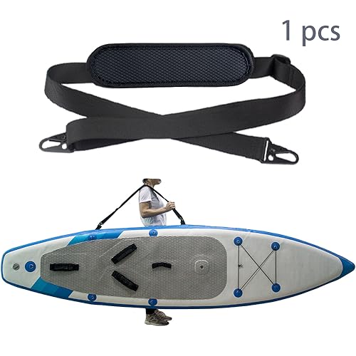 Adjustable SUP Paddle Board Carrier Strap with Padded Shoulder Belt and Metal Hooks