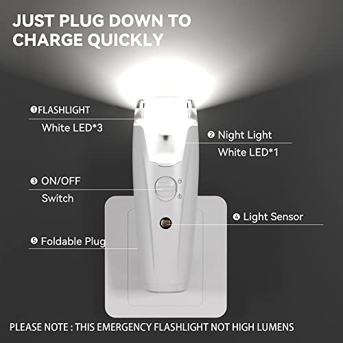 ORITE 5-Pack 3-in-1 Rechargeable Emergency Flashlights with Night Light & Power Failure LED for Home, Survival & Hurricane Supplies
