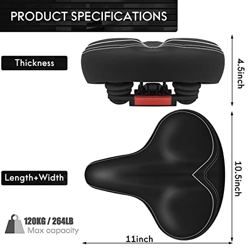 Comfortable Oversized Bike Seat Cushion - Black/White