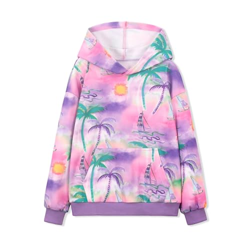 Girls' Pullover Hoodie Sweatshirt with Kangaroo Pocket - Tropical Dreamscape 5T