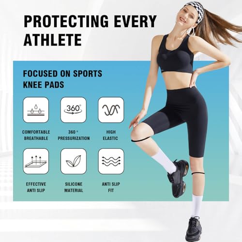 Patellar Tendon Support Strap - 2 Pack Knee Brace for Pain Relief - Black