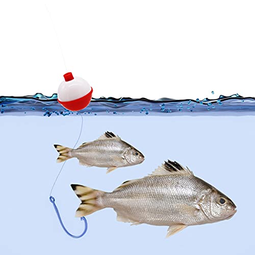 60 PCS Fishing Floats,Hard ABS Bobber Bulk,Push Button Round Buoy