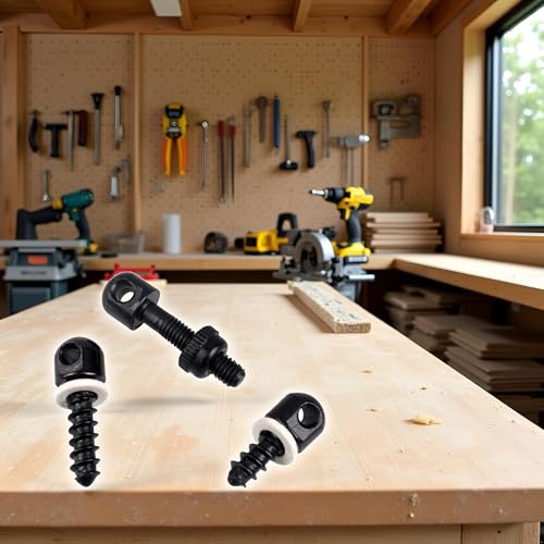 Black Swivel Sling Studs - 3 Pcs Wood Screw Mounts