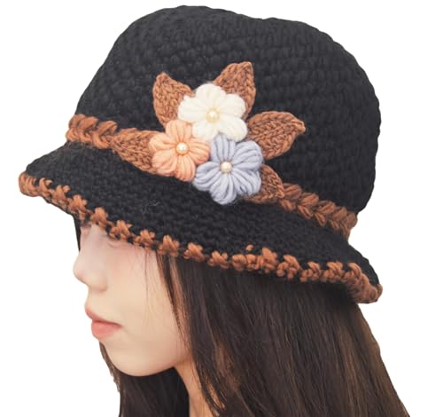 Women's Knitted Wool Beanie Hat - Medium Black