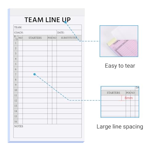 Baseball Lineup Cards - 90 Sets (3 Pads), 16 Player Roster Sheets