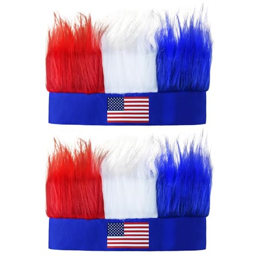 Patriotic Red White Blue Headband Set - 2 Pcs Classic