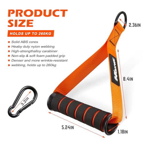 Heavy Duty Resistance Band Handles - 1-Orange, Comfortable Gym Attachments