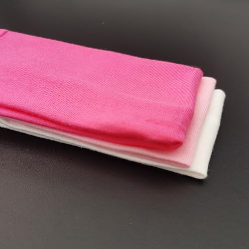 3 Pack Elastic Sport Headbands for Women - Non-Slip Yoga Hair Bands - White+Pink+Rose Red