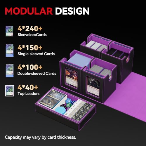 5-in-1 Modular Card Deck Box for 400+ Double-Sleeved Cards
