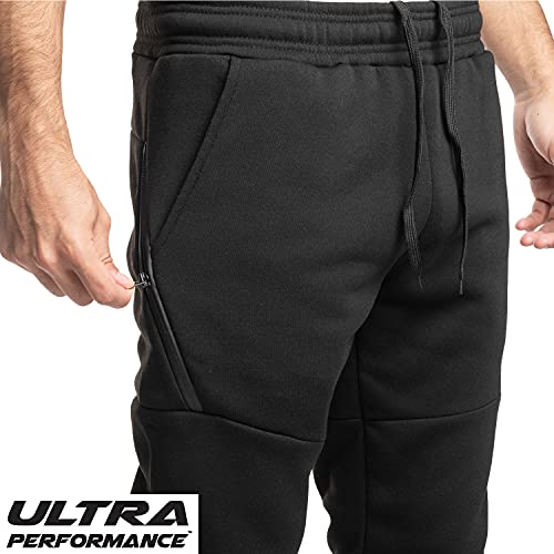 Ultra Performance Men’s 3 Pack Fleece Sweatpants with Pockets - Large Black