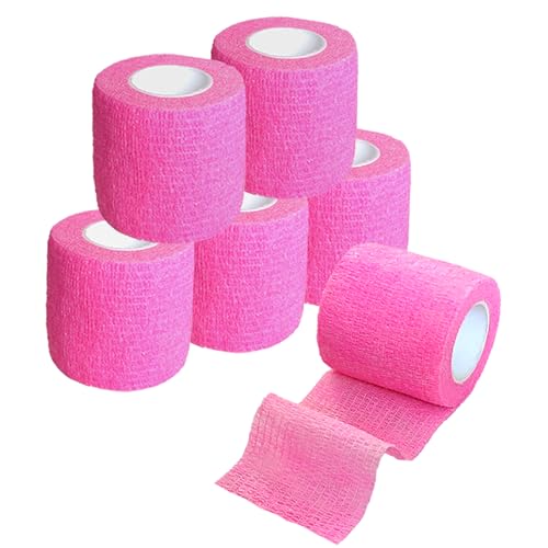 2 Inch Self Adhesive Bandage Wrap - 6 Pack, Pink