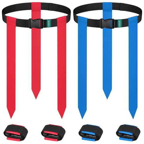 HASITE 4-Pack Flag Football Belts Sets for 2-30 Players Adjustable Youth & Adult