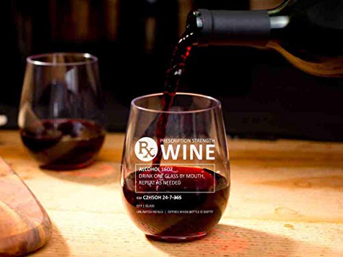 Stemless Wine Glass for Pharmacist Gifts - Unbreakable Tritan Plastic, 16 Ounces