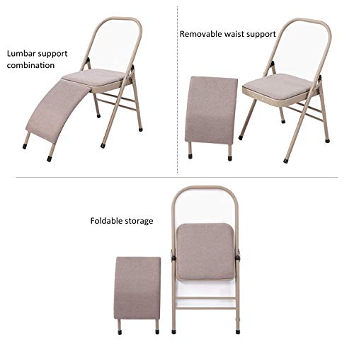 Yoga Chair with Lumbar Support - Foldable Balance Training (Grey)