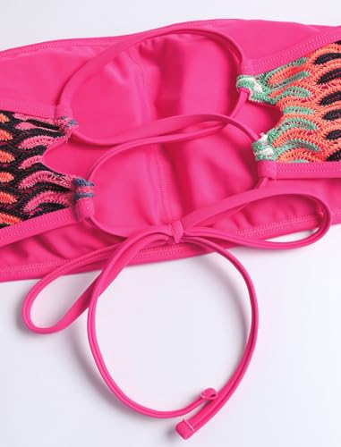 ZAFUL Women Strapless Bandeau Bikini Set Medium Rose Red 2-Piece Swimwear