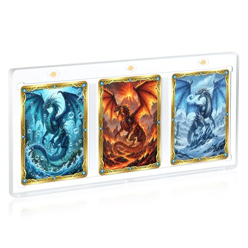 3-Slot Magnetic Trading Card Holder Case – Clear Acrylic Display