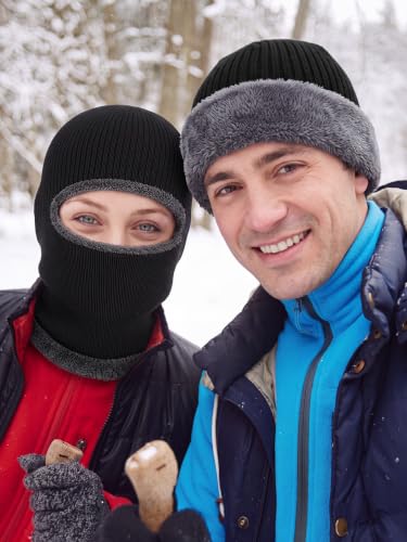 Ski Knitted Mask for Men - 1 Hole, Medium, Black