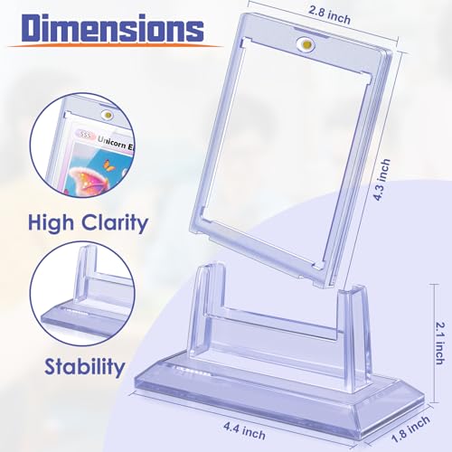 Kitoyz 24Pcs Magnetic Card Holders with 24 Stands, 35pt Thick Trading Card Display Set