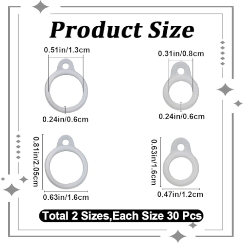 60PCS Clear Silicone Rubber Anti-Lost Ring Holder - 2 Sizes