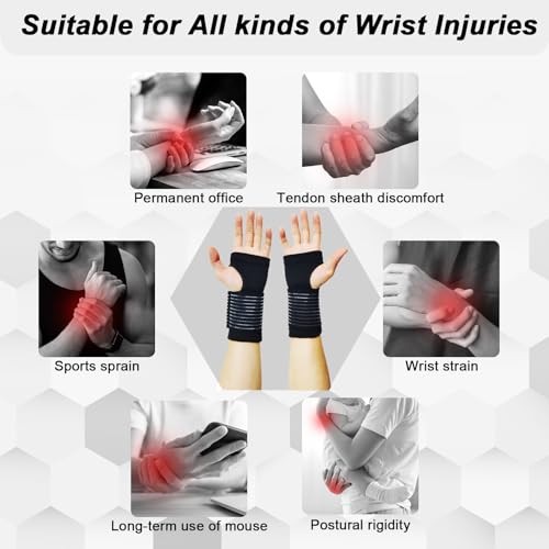 Adjustable Compression Wrist Brace Support - 2 Pack for Pain Relief