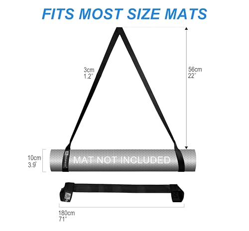 Yoga Mat Sling Strap - Easy-Cinch Carrying Holder for Yoga Mats - Black
