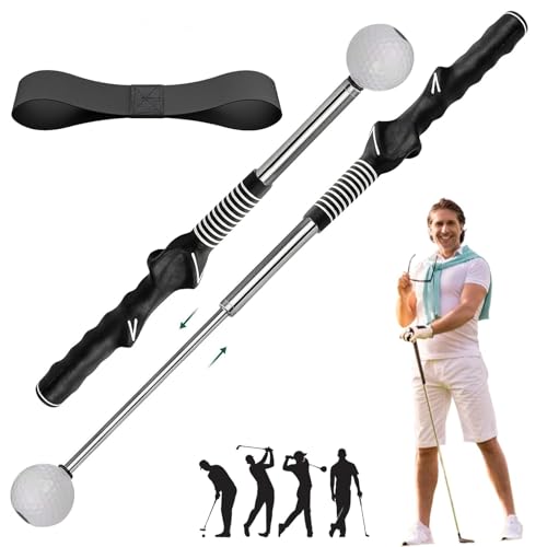 Right-Handed Retractable Golf Swing & Grip Trainer with Click Feedback