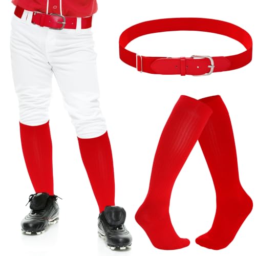 Youth Baseball Socks and Belt Combo Set - Red