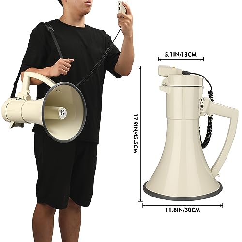 75W Rechargeable Megaphone Bullhorn Speaker - Portable with Bluetooth