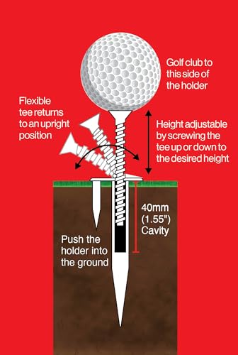 Margin Golf Margin Tee Holder with Flexible 2.5" & 3.25" Tees – Height Adjustable, Stays Upright on Grass Driving Range