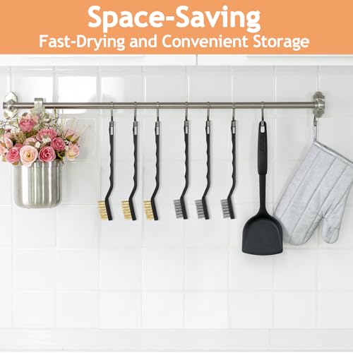 Jeffbaubl 24 Pieces Small Wire Brush, 6.7 Inch Scratch Brushes, 12 Stainless Steel Cleaning Brushes, 12 Brass Brush, Curved Handle Wire Bristle for Cleaning Welding Slag Rust Tool