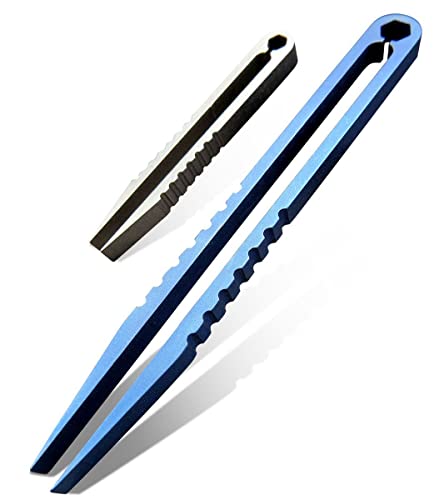 Mini Titanium Tweezers Set - 2pcs Portable EDC Tool - Blue