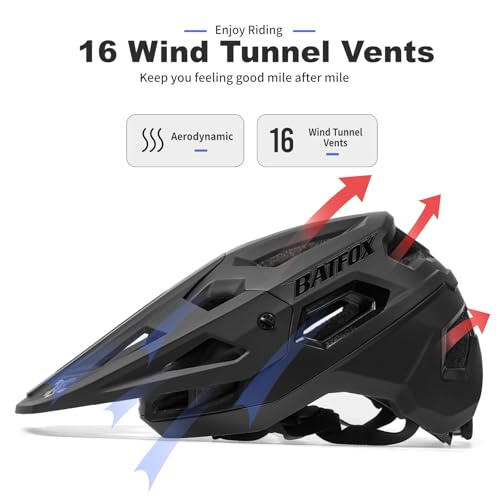 BATFOX Matte Black Bicycle Helmet for Adults & Youth, Size L (55-59cm)