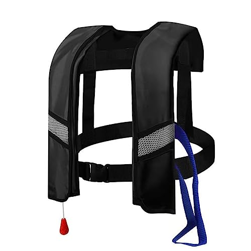 GDLHY Snorkel Vest Black, Portable Manual Inflatable Swim Vest for Adults & Kids (330lb / 150kg) - Adjustable Safety Buoyancy