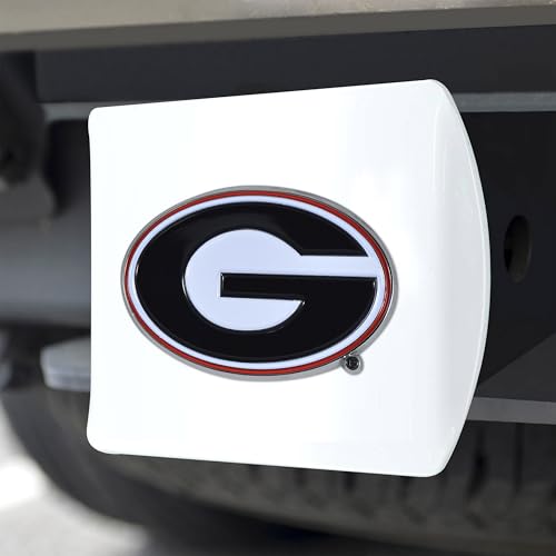 University of Georgia Hitch Cover - White with 3D Logo - Easy Install - Bulldogs