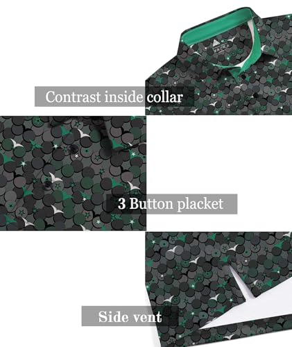 Men's Golf Polo Shirt - Short Sleeve, Moisture Wicking, Blackish Green, X-Large