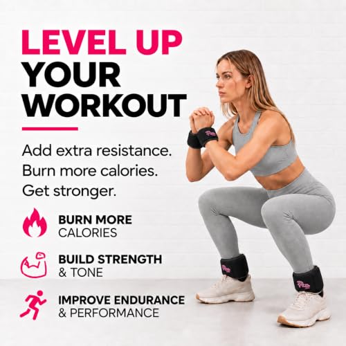 Ankle Weights Set 2-10 lb Adjustable for Pilates Yoga - Comfortable Neoprene Cuffs