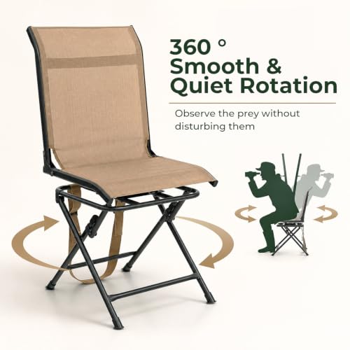 GYMAX 360° Swivel Hunting Blind Chair Brown with Carry Handle, 330 lbs, Waterproof & Quiet