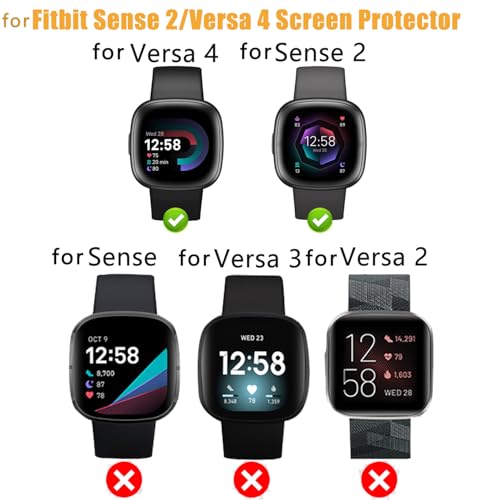 TPU Case for Fitbit Sense 2 & Versa 4 - 2 Pack Screen Protector (Black/Black)