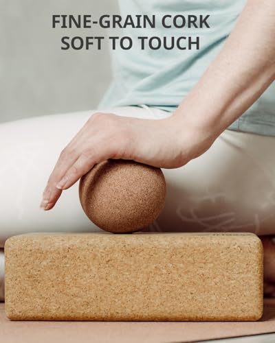 Cork Yoga Blocks - 2 Pack, Eco-Friendly Non-Slip Brown Blocks