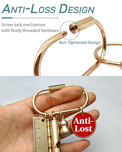 Gold Brass Carabiner Clip with Lock for Keys, Bags, Luggage & Outdoor Gear
