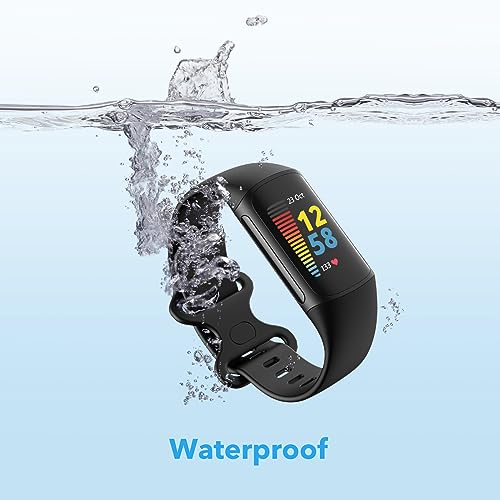 Waterproof Sport Replacement Wristbands for Fitbit Charge 5/6 - Large Black