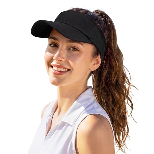3.2" Structured Brim Visor Hat for Women - UPF 50+ - One Size / C Black
