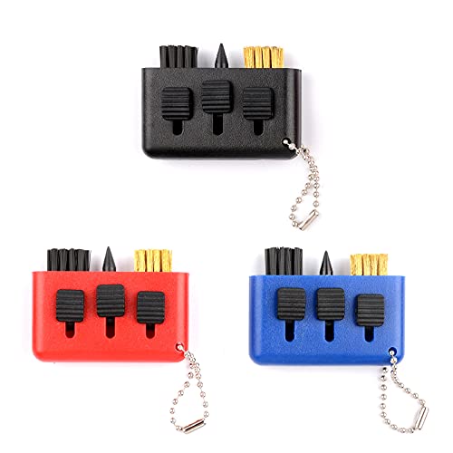 3-in-1 Golf Club Brush Cleaner Tool - Black, Blue, Red