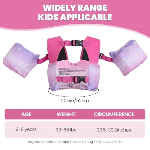 Zeraty 3-in-1 Toddler Swim Vest with Arm Bands - 33-66 lb (Rose Red, Medium)
